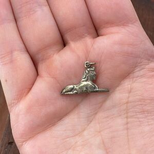 Vintage 925 Sterling Silver Egyptian Sphinx Art Deco Pendant Bracelet Charm